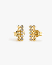 Zirconia Double Row Beaded Studs