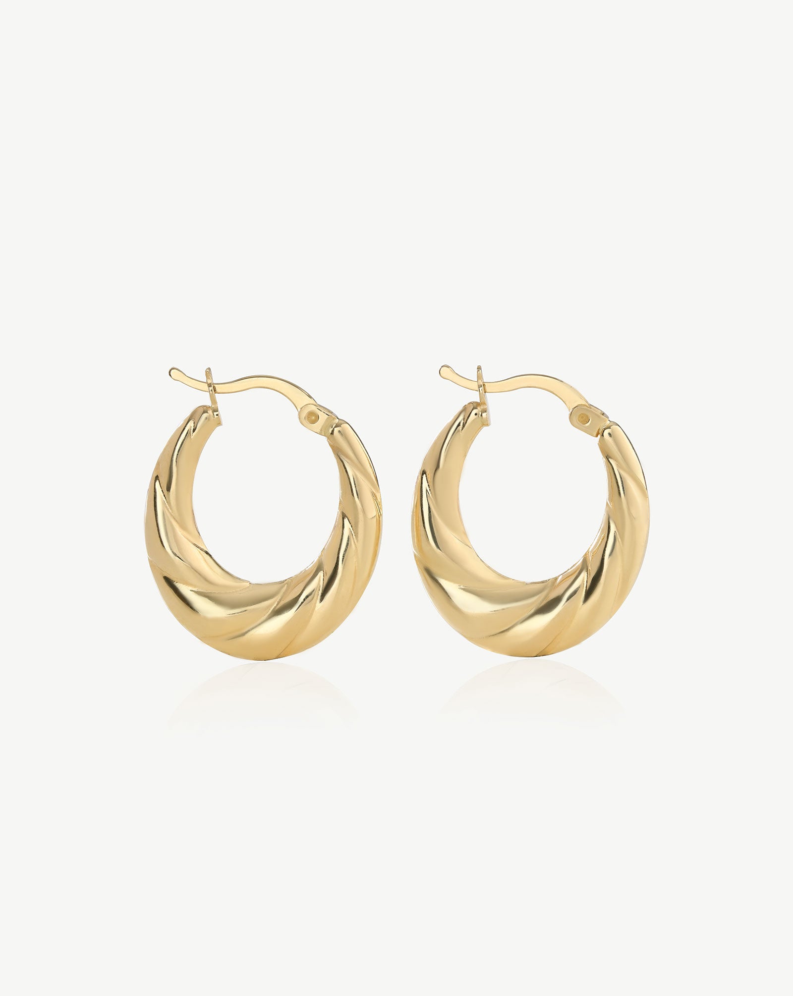 Textured Oval Hollow Hoops