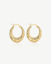 Textured Oval Hollow Hoops