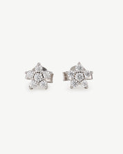 White Gold Flower Studs