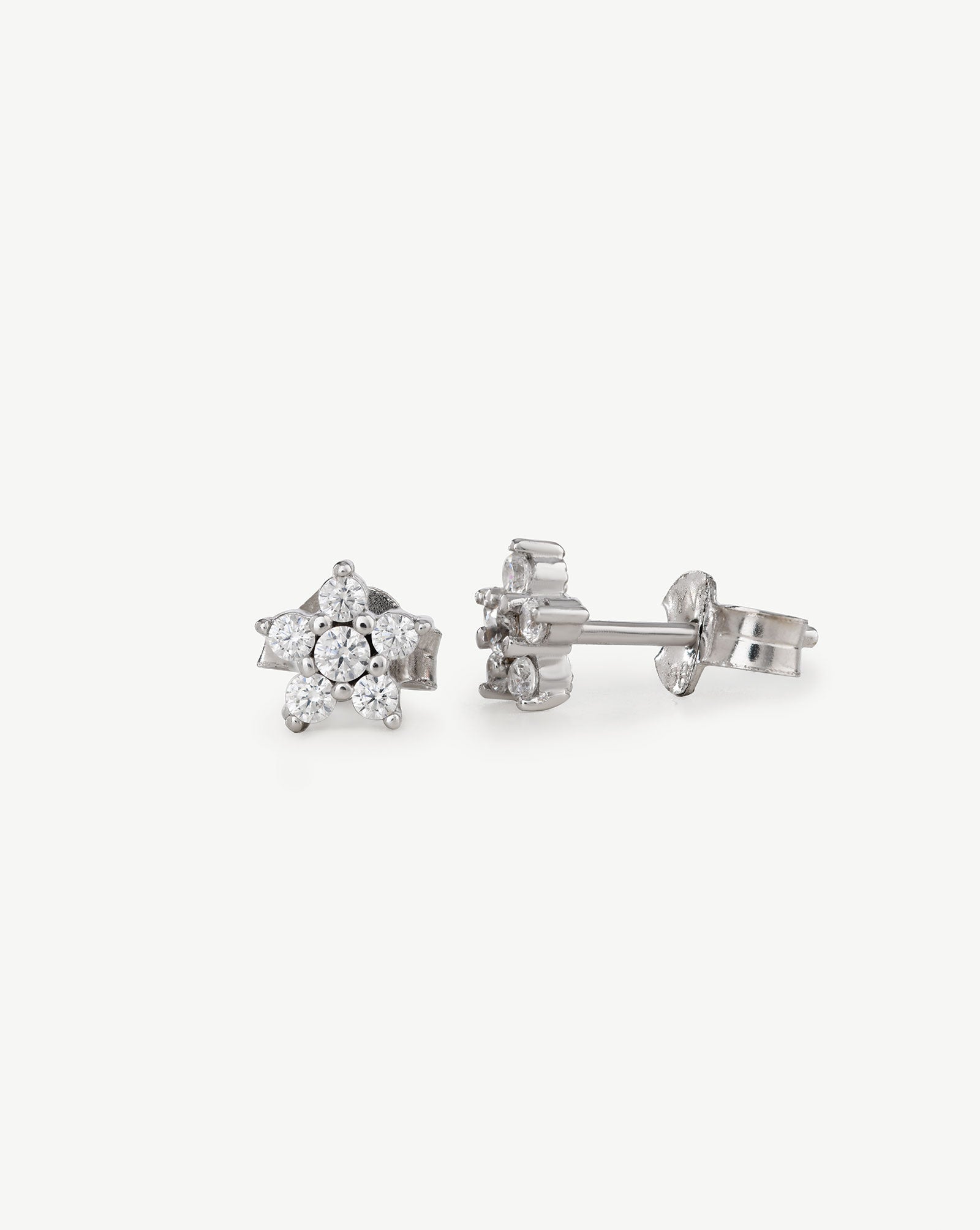 White Gold Flower Studs