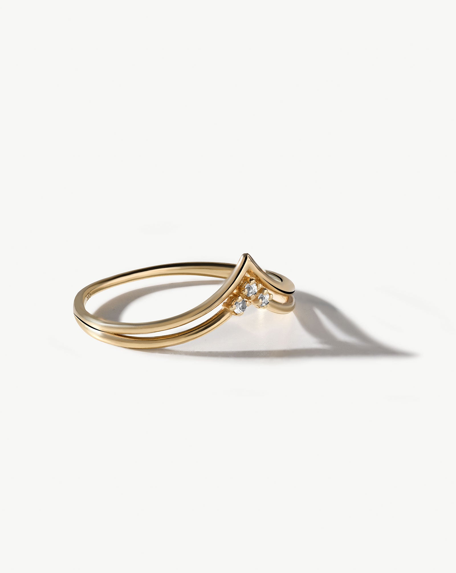 Diamond Wishbone Double Ring