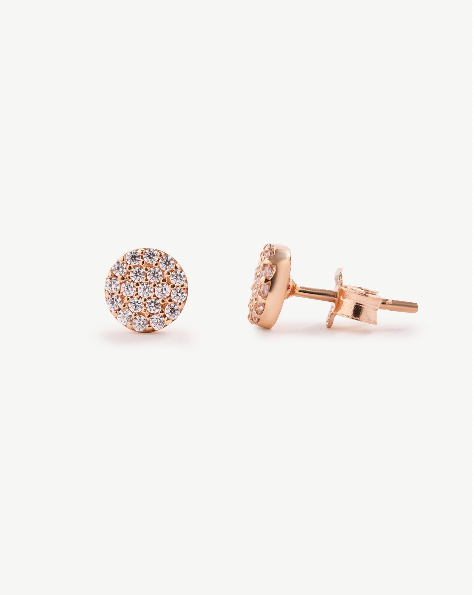 Rose Gold Pavé Round Studs