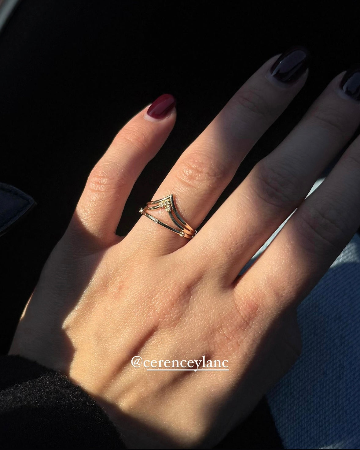 Diamond Wishbone Double Ring